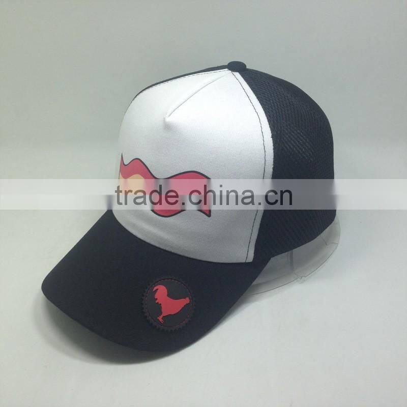 Screen Printing Mesh Baseball Cap Rubber Logo Trucker Hat