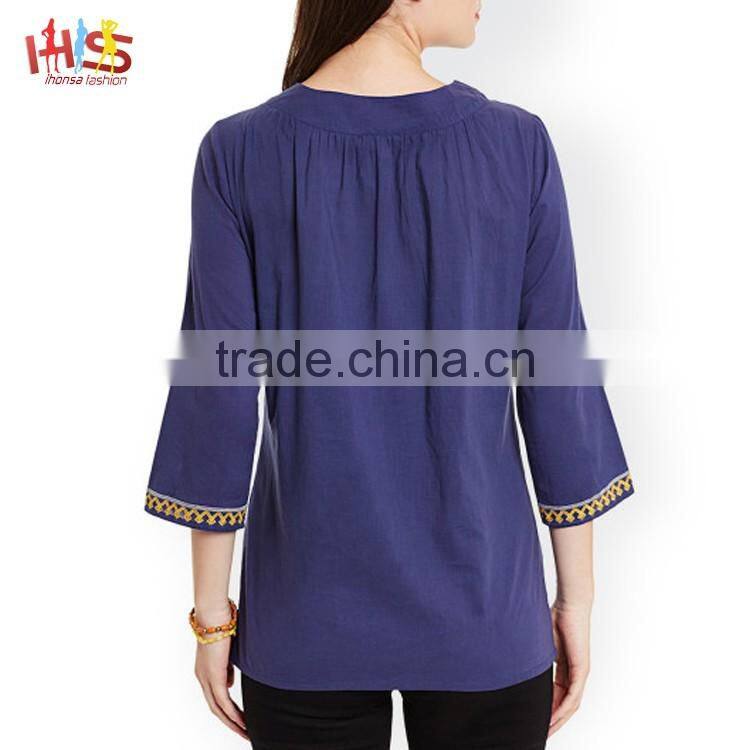 Long kurti neck designs of kurtis blue embroidery kurti with jacket designs image