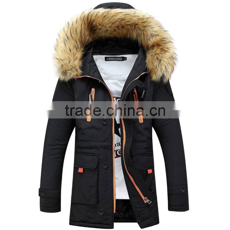 unisex Fur Collar coat women and men 2016 winter jacket