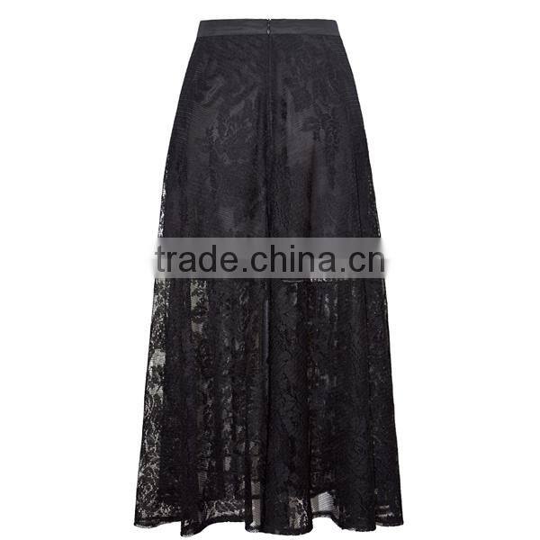 women's clothing direct factory new fashion hot sexy black lace latest maxi long skirt design