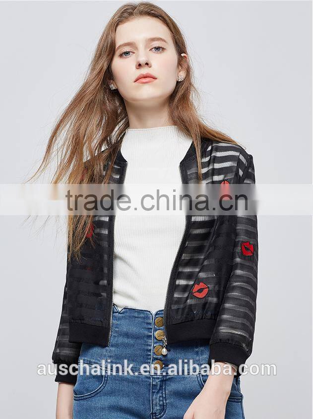 OEM service new model outdoor young ladies jackets embroidery designs