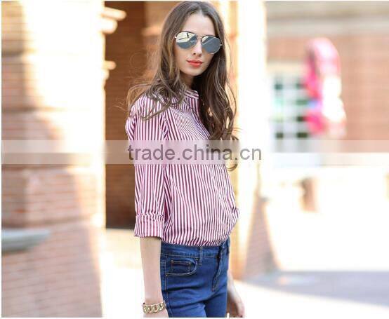 2016 high quality cuatomized fashionable stripe women shirt