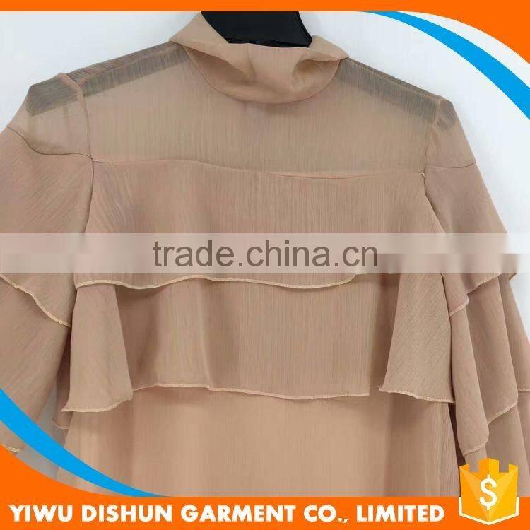 Women latest designs good quality layered prom chiffon pink dress