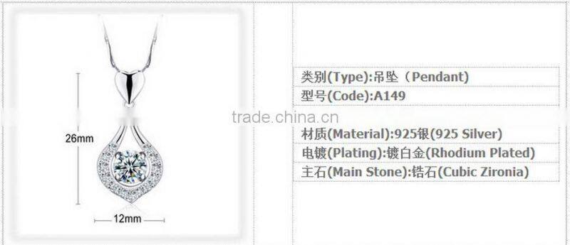 925 sterling silver fashion peach heart shape pendant necklace