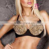 Flannelette Plain Black Corset Overbust Zipper Steel