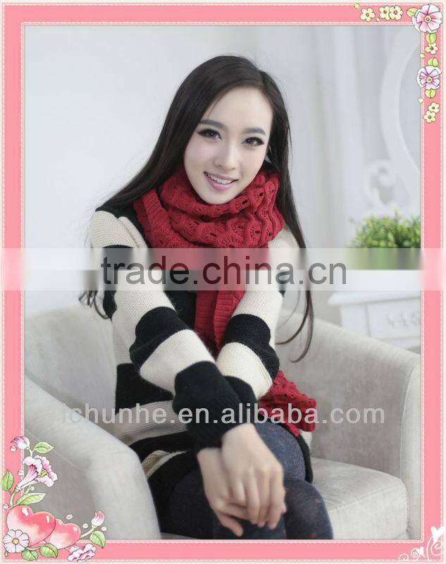 popular lovely girl winter knitted acrylic scarf factory in knit town
