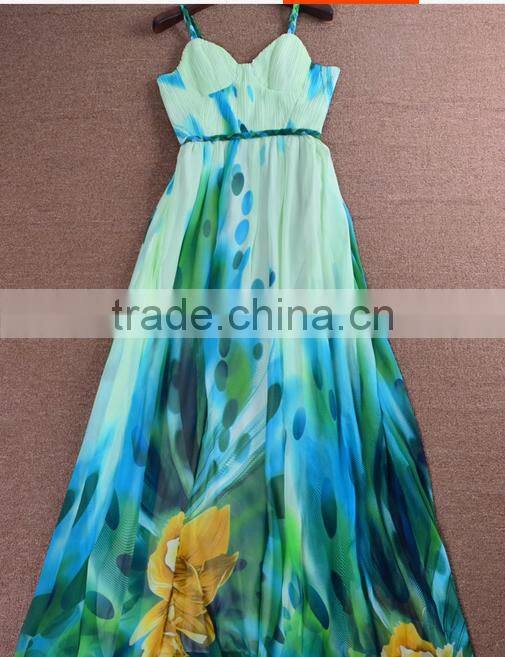 2016 hawaii condole belt dress chiffon summer dress