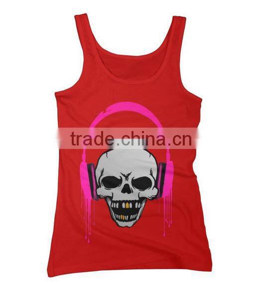 Alibaba china custom printing 100 cotton stringer tank top women