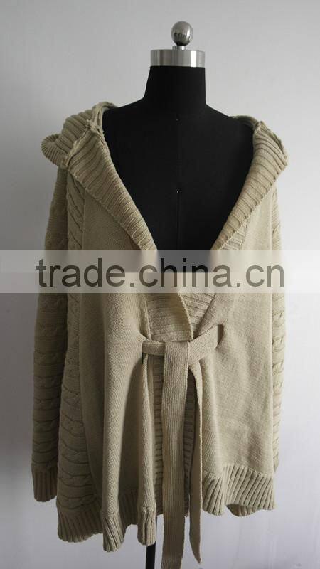 Ladies cable knit hooded poncho cardigan sweater