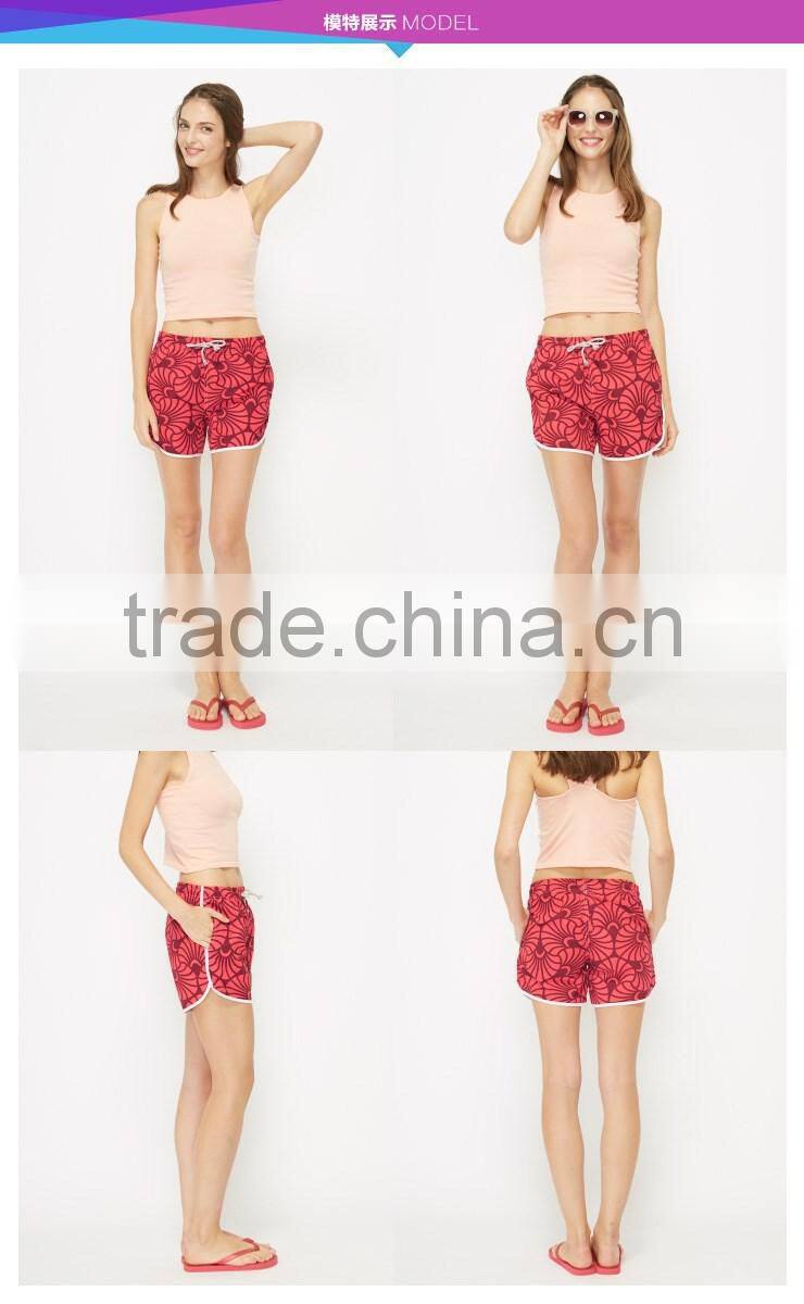 Digital Printed Ladies Hign Quality Sports Shorts Ready Made Women Swim Wear