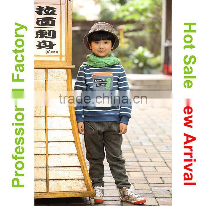 Latest fancy stripe zipper pocket design cute children's clothing