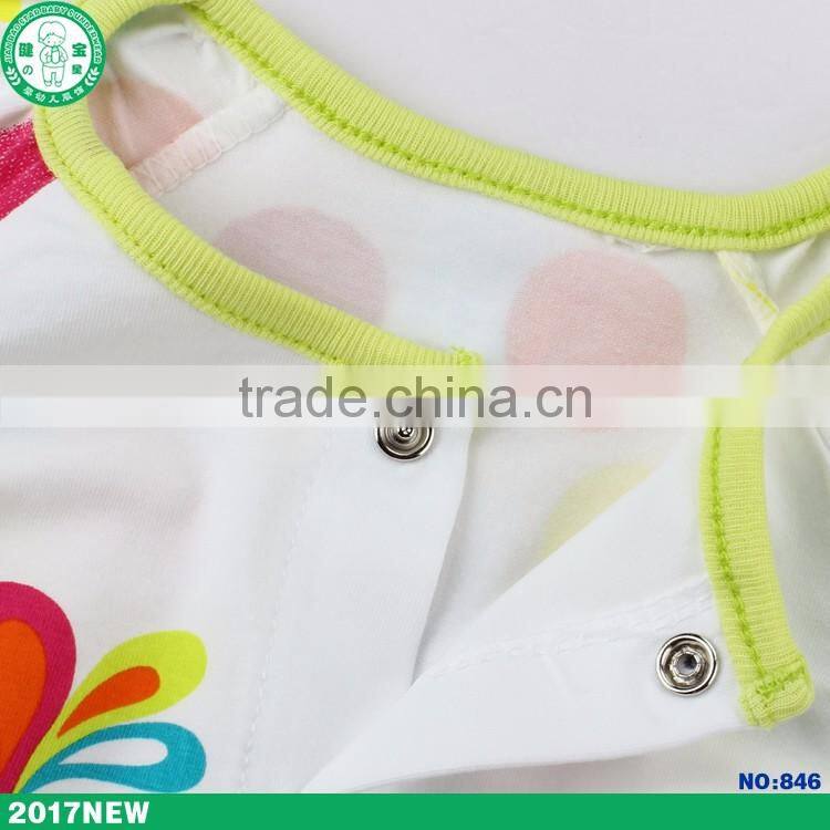 High Quality Lovely Newborn Infant O-neck Short Sleeve Wholesale Baby Bodysuit Baby Clothes 2017