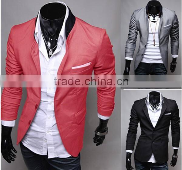 Mens Korean slim fit fashion blazer Suit Jacket black gray red size M to 2XL Male blazers Mens coat Wedding dress