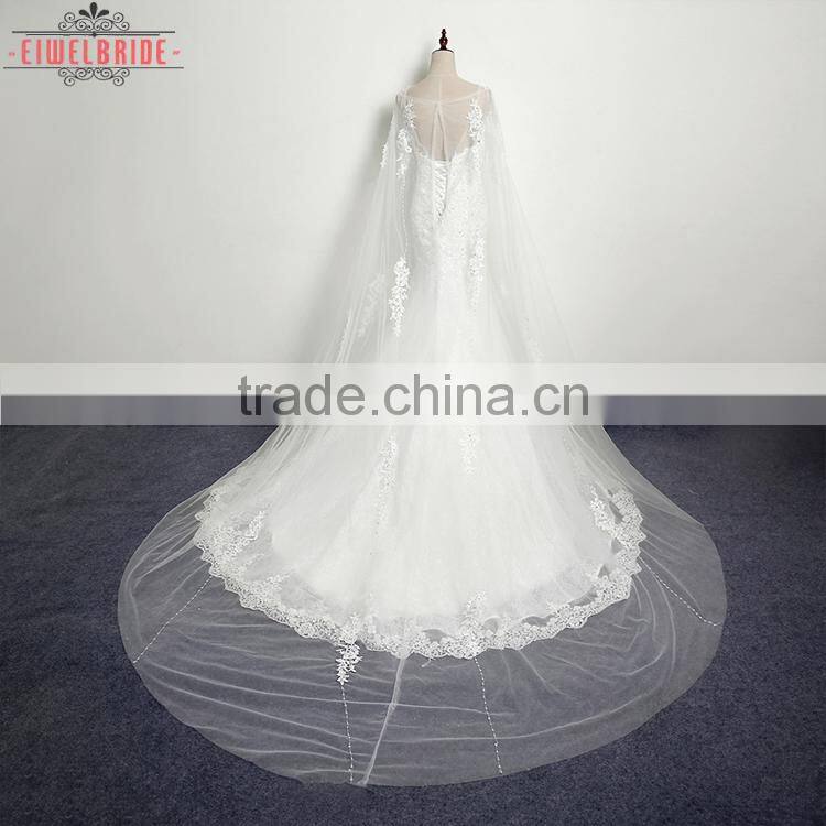 OEM Long Floor-length White Shawl Wedding Dress Mermaid
