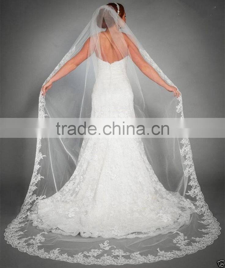 White Ivory Lace Cathedral Length Wedding Bridal Veil+Comb