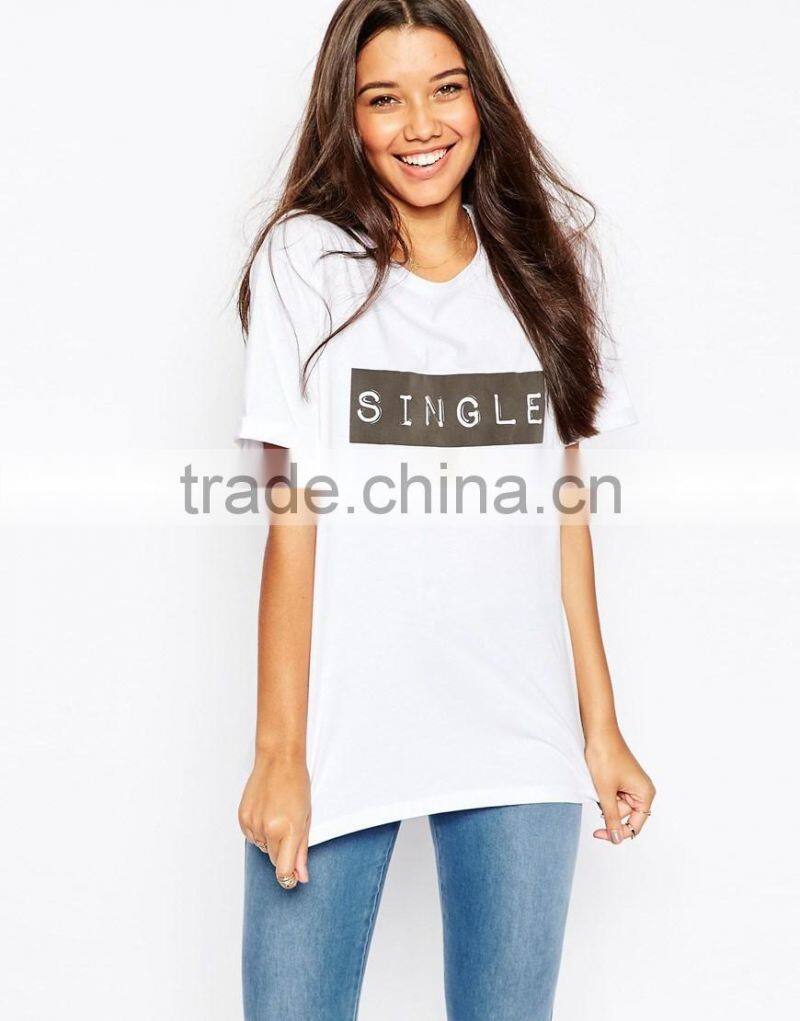 New collection simple design print letter fashion T-shirt for lady