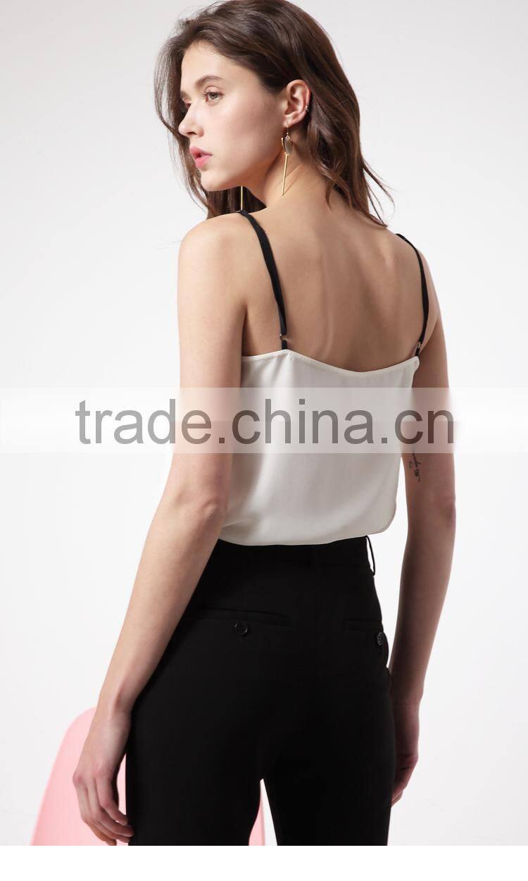 V neck fashion casual summer woman blouse wholesale tank top