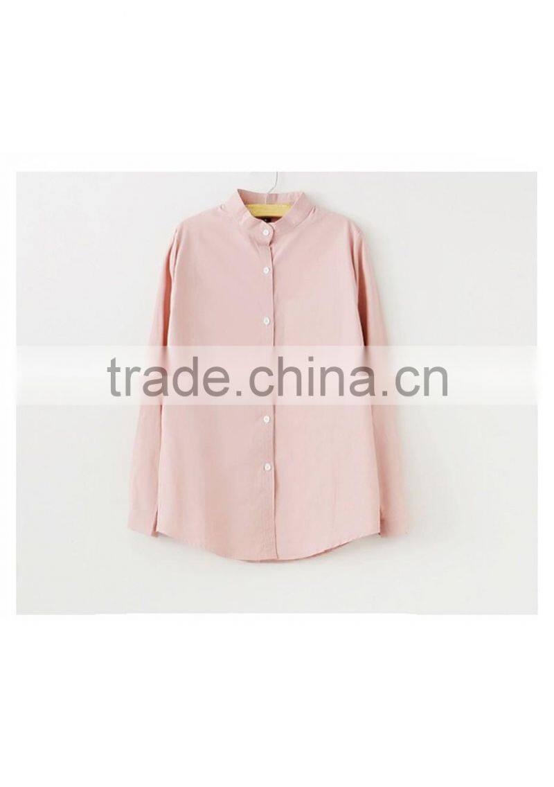 Linen/Cotton mandarin collar long sleeve blouse/casual shirts for women