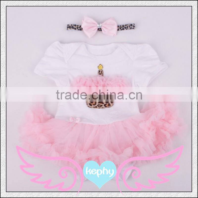 Light Pink Damask Baby Pettiskirt Tutu White Top Set 0-12Month