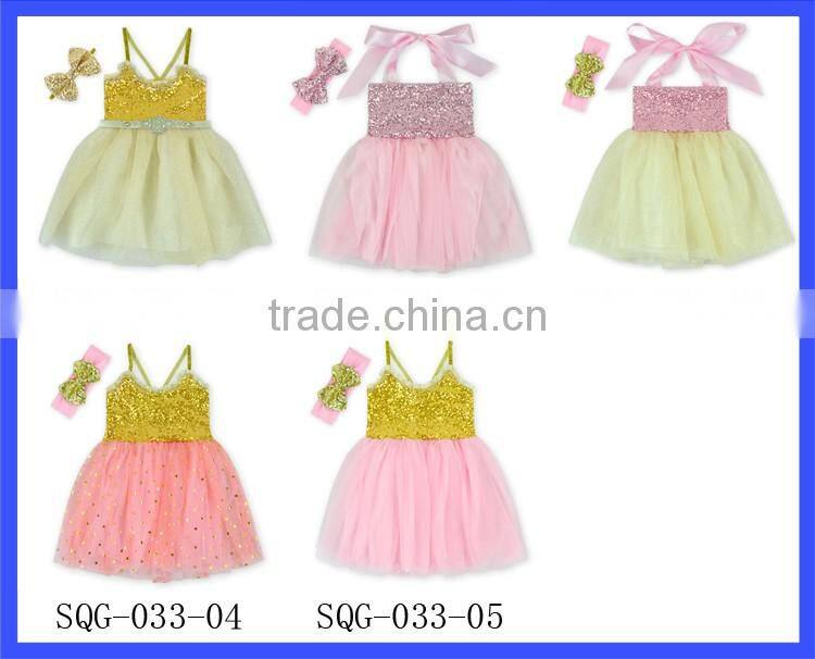 Wholesale 4th of July Sparkle Children Girls Dress Patriots' Day Sequin Baby Dress M6033104