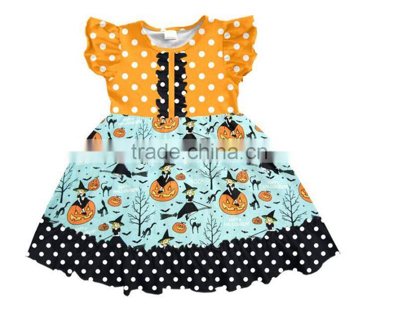 2017wholesale Halloween girls clothing pumpkin Halloween girls dress