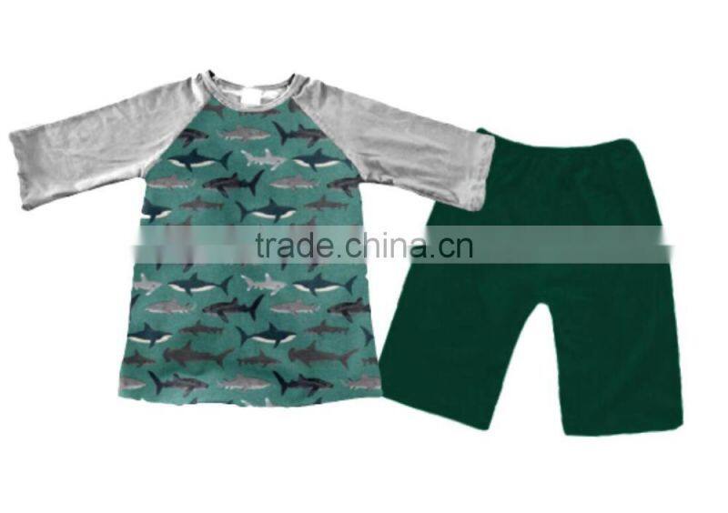Wholesale China suppliers Girls boys printing clothing shark printing clothing