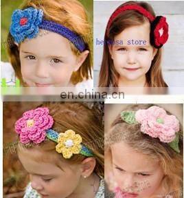 2014 Crochet Newborn Baby Headband With Flowers Photo prop