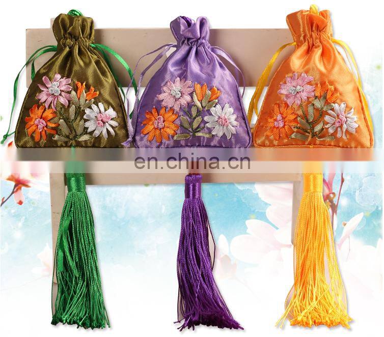 custom polyester Ribbon Embroidery chinese satin Sachet for advertising gift