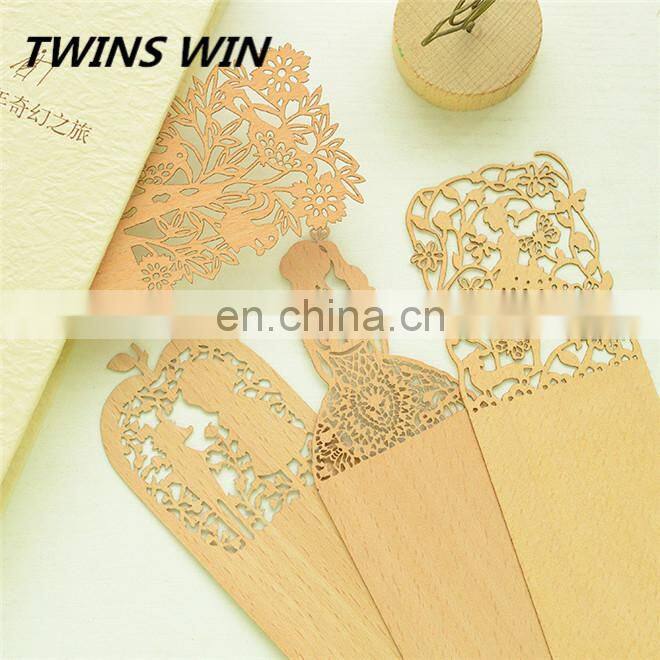 Promotional korean 2018 top fashion wooden bookmark wholesale cheap creative flower design bookmarks for school