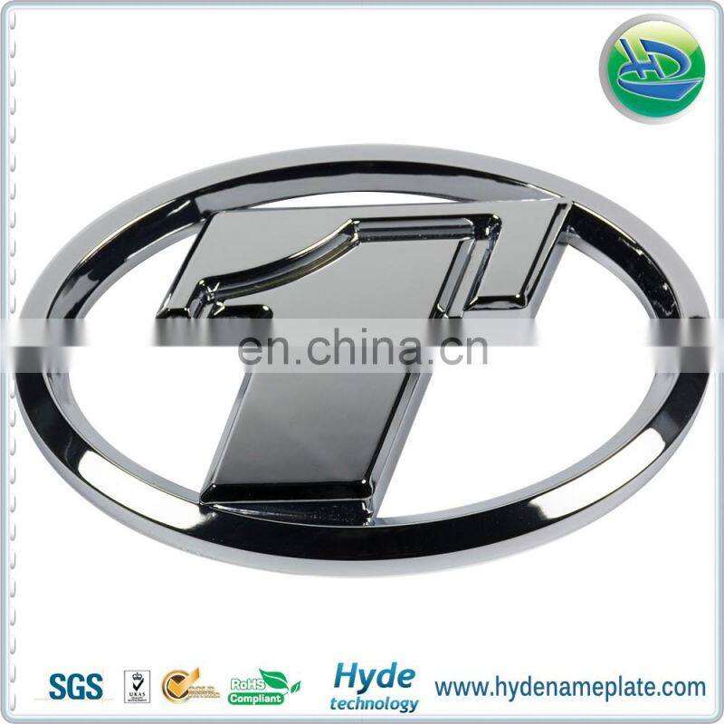 ABS Chromed Round Car Nameplate Badges Emblems, Custom Plastic Car Auto Logo Sticker