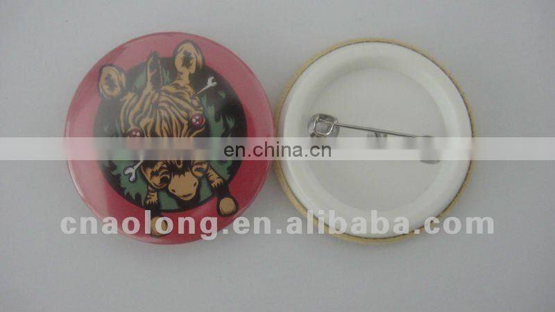 cheap and no minimum request custom CMYK color printing tinplate badge,tin metal button badges with own design