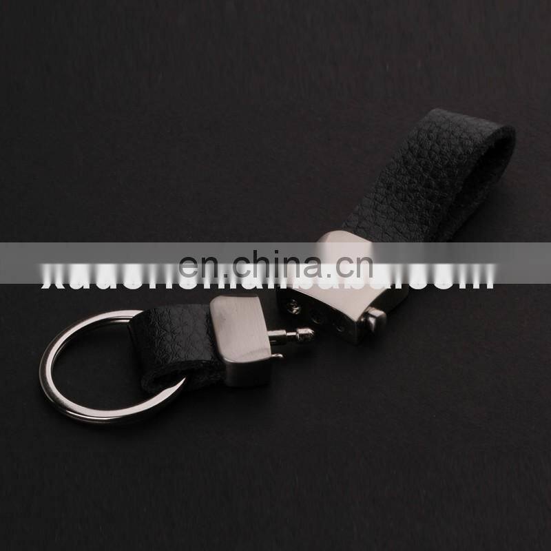 black split leather strap keychain with button separate