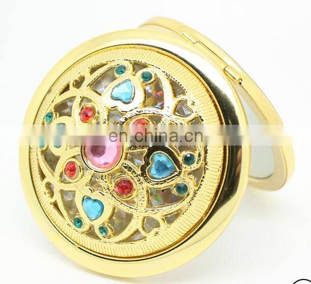flower decoration gold metal make-up mirror