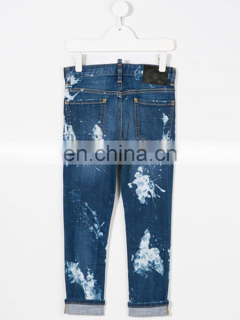 DiZNEW OEM High Quality Blue Painting Denim Clothing Kids Boys Biker Jeans pants