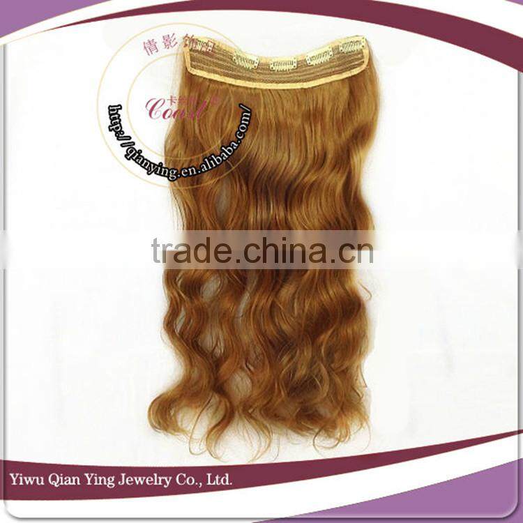 brown natural way easy clips curly synthetic fiber hair extensions