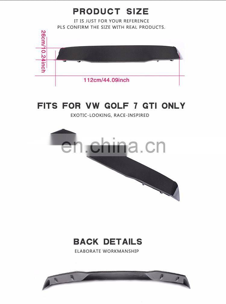 Carbon Fiber Hatchback car Roof Spoiler for Volkswagen VW GOLF 7 VII MK7 GTI