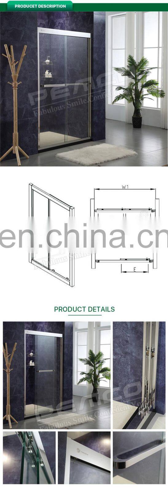 New Product Sliding Door Stainless Steel Glass Shower Enclosure With Frame