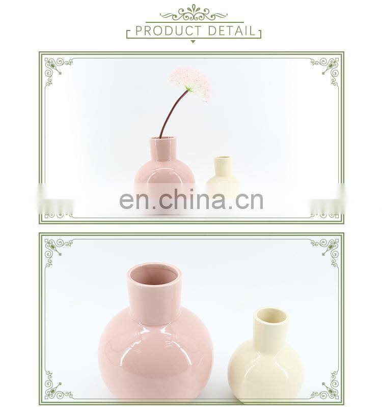 yellow cute handmade porcelain ball sublimation vases ceramic decoration for flowers