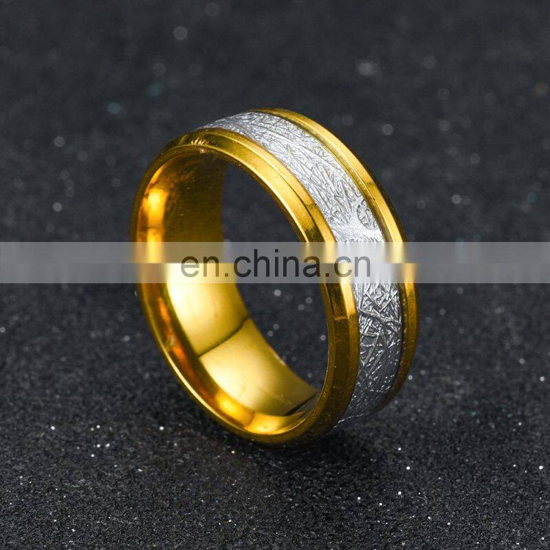 8mm Silk Grain Stainless Steel Ring For Men Women Jewelry