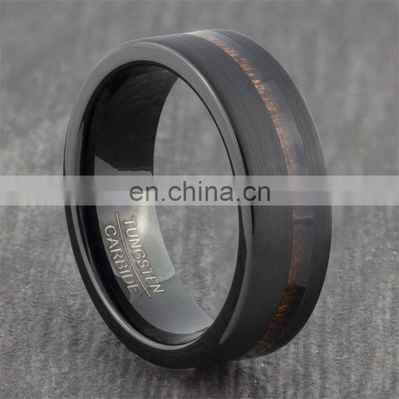 Black Wood GrainStainless Steel Ring Men's Fashion Ring Accessories