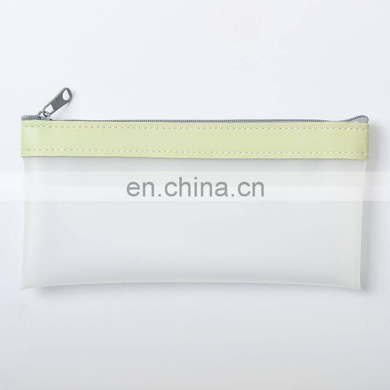 Simple Transparent TPU Leather Korean Fashion INS Pencil Bag Pouches Stationery Organizer Pencil Case Pencilcase School Pen Case