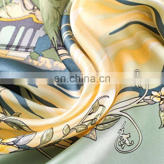 Luxury Vintage Unique Pattern Custom Square 100% Natural Silk Scarves For Women