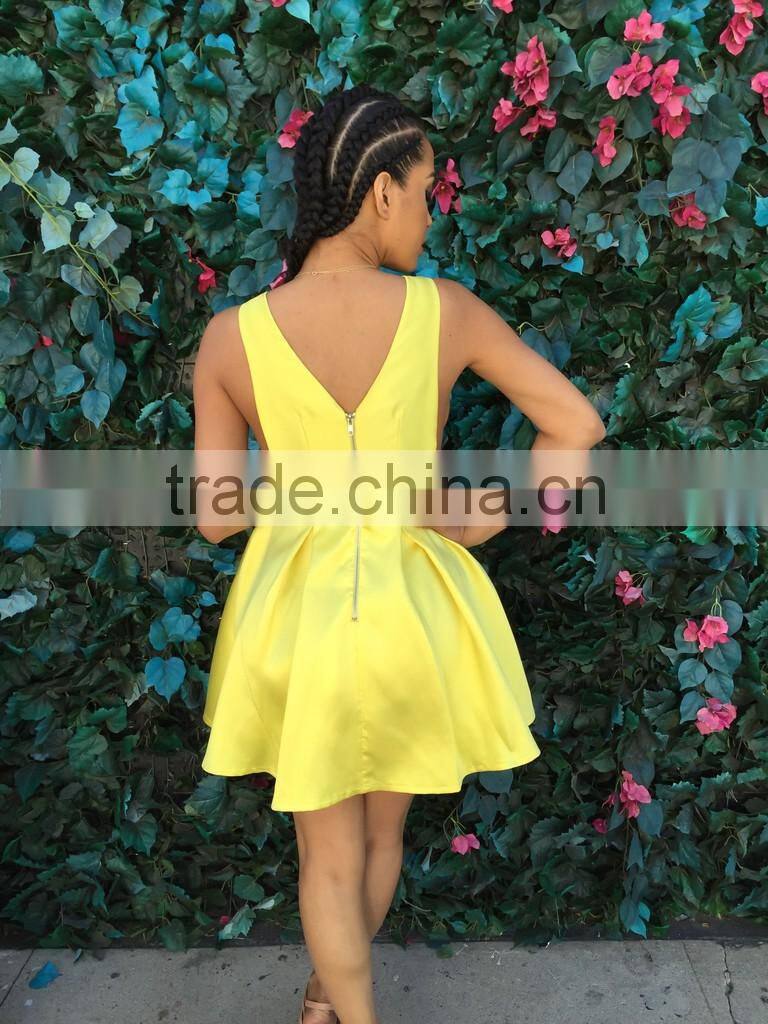 V collar sexy sleeveless dress miniskirt nightclub dress