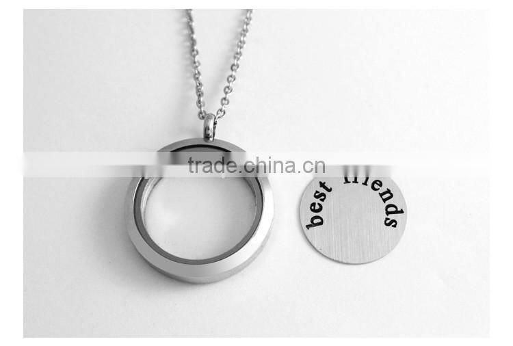 Floating lockets plates 2016 new trendy stainless steel window plate "best friends"