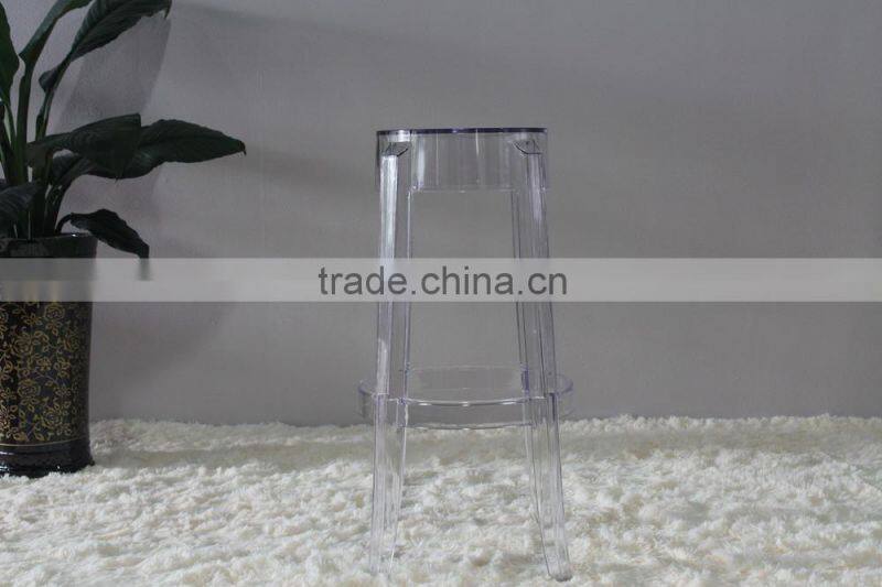 High 65cm commercial furniture transparent PC plastic bar stool