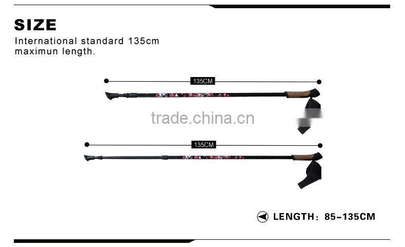 Telescopic Mountaineering Quick Lock Trekking Poles With Cork Handle