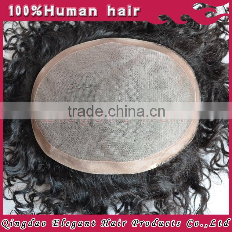 2015 Top quality 100%human hair cheap indian men hair toupee wig