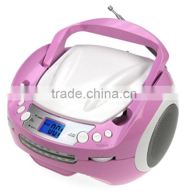 Streamlined design Cute Pink Avant-grade Portable CD Boombox