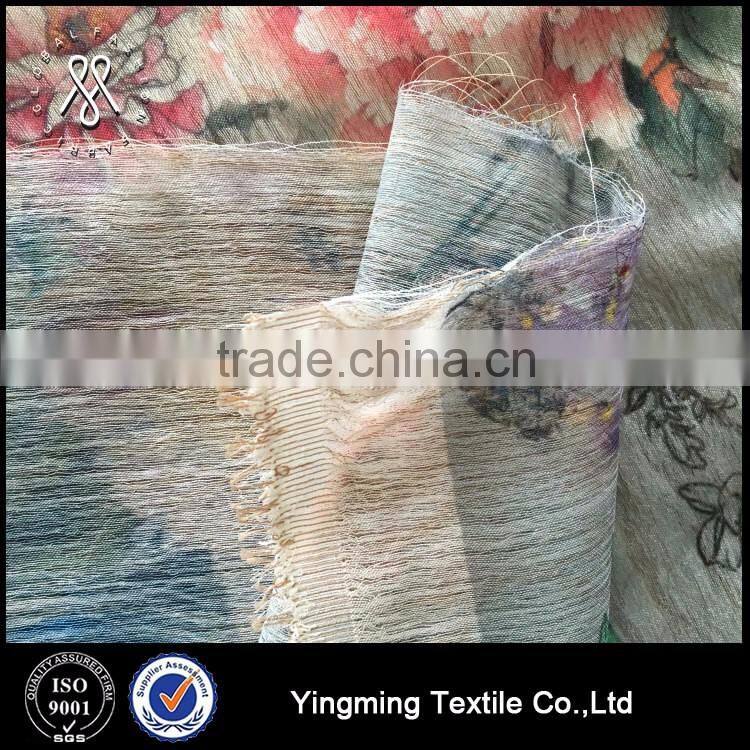 Wholesale 3 layers polyester spun yarn fabric, for fashion garments,shirt,dress