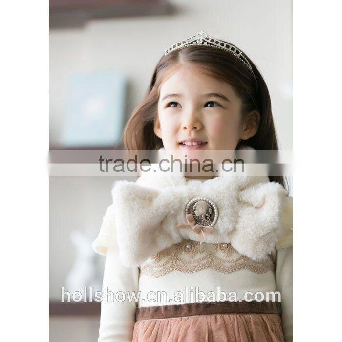 New Arrival Fashion Kids Children's Girl's Bowknot Berber Fleece Knitted Winter Neck Scarf